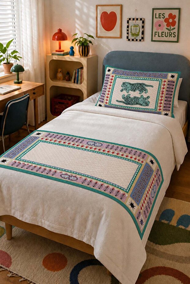 Single quilted bed runner and pillowcase set 60x150 cm 6etd10