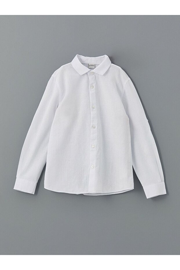Lcw Kids White Basic Long Sleeve Boy's Shirt