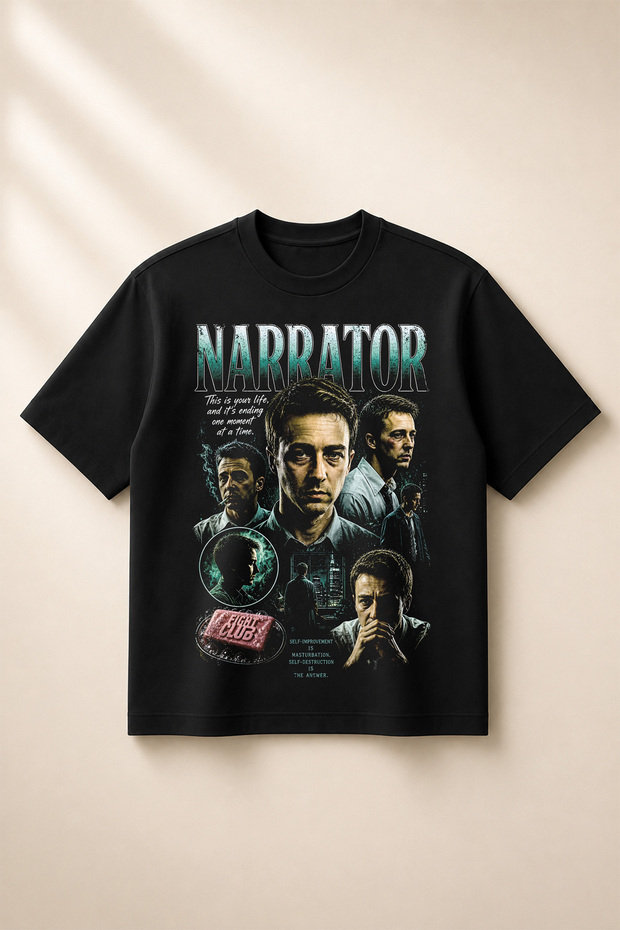 Fight Club Printed Oversize Boxy Cut Unisex 100% Cotton Tshirt (190 Gsm)