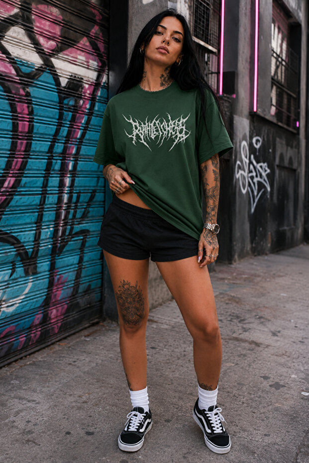 Premium Gothic Printed Oversize Women's T-Shirt Cotton Oversize T-Shirt