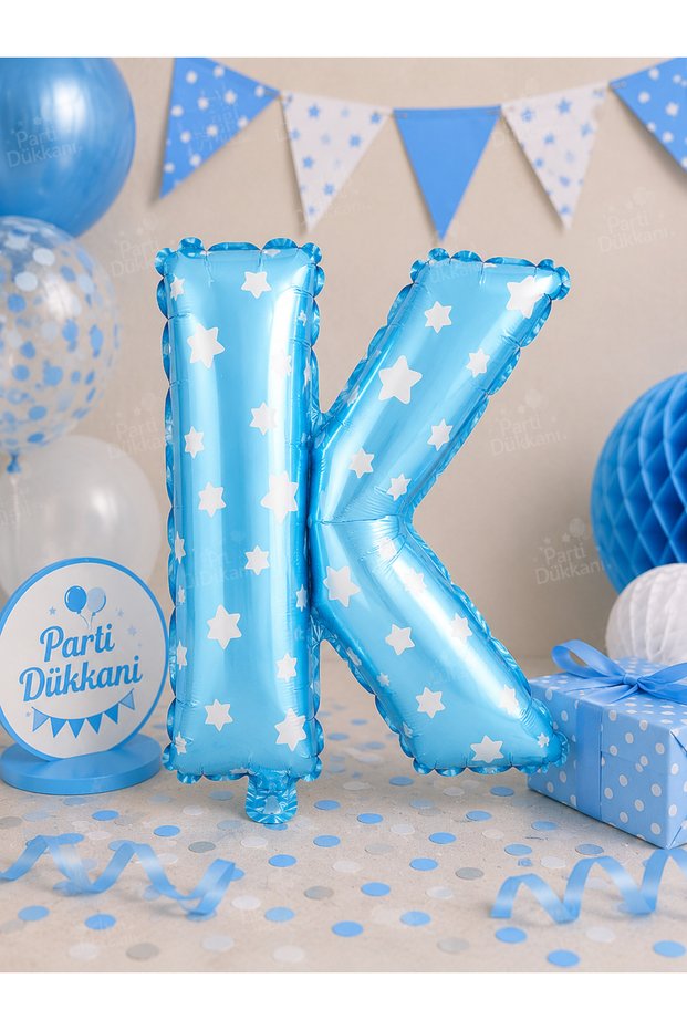 16 Inch 36 cm Polka Dot Blue K Letter Foil Balloon Birthday Name Lettering Party Decoration