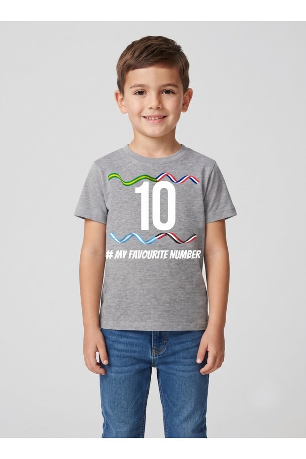 Grey Number 10 Football Fan Kids T-Shirt