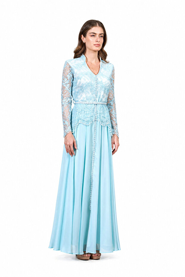 Light Pastel Blue Moroccan Kaftan – ELM M 667