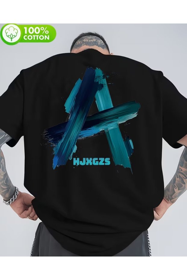 100% Cotton Men's Oversize T-Shirt – Black | Back Printed