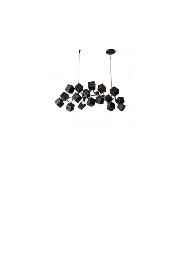 Cube Ceramic Black Rectangular Chandelier 7215