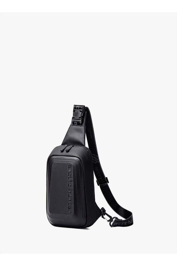 semi hard shell crossbody bag water resistant anti theft unisex fashion shoulder bag for travel business casual use xb00126 black