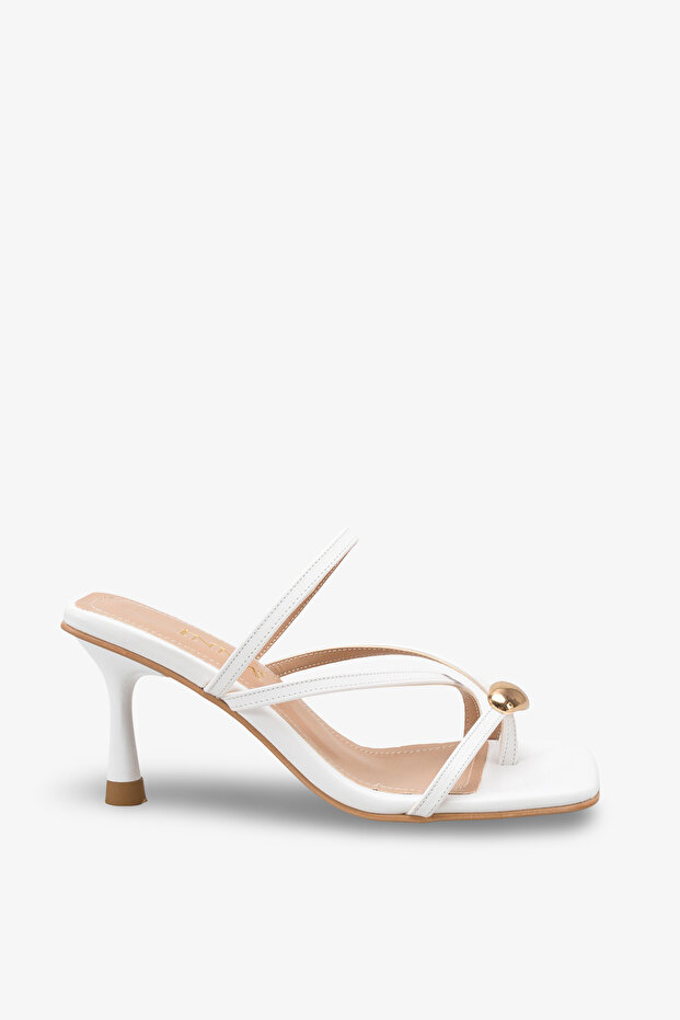 Masilas Women's Heeled Slippers - White