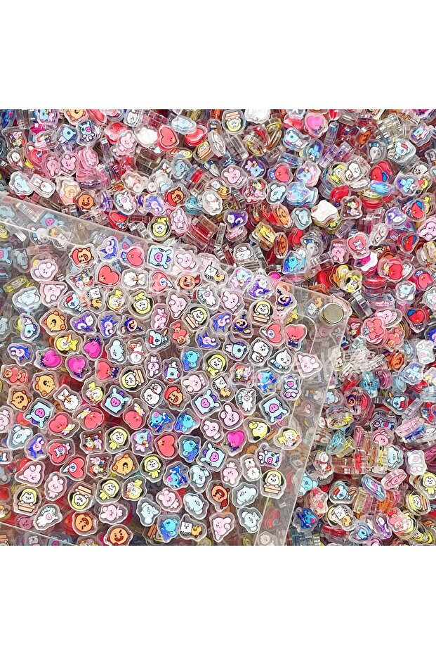 400pcs 1CM 100 Mini BT21 Acrylic Plate DIY Accessories for Decorating Cute Fridge Magnets Phone Case