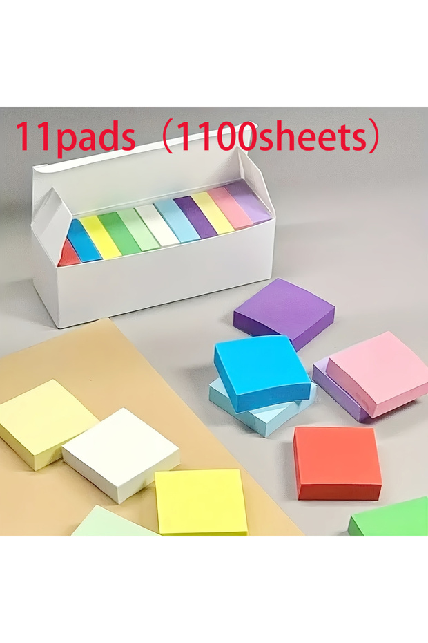 11pads XFK 11 Pads 1100 Sheets Pastel Color Square Sticky Notes Set, Self-Adhesive Removable Memo Pa