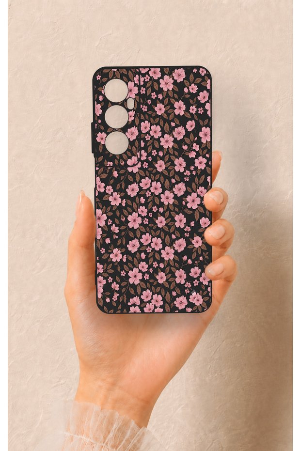Realme C65 Compatible Mini Pink Flower Pattern Silicone Case