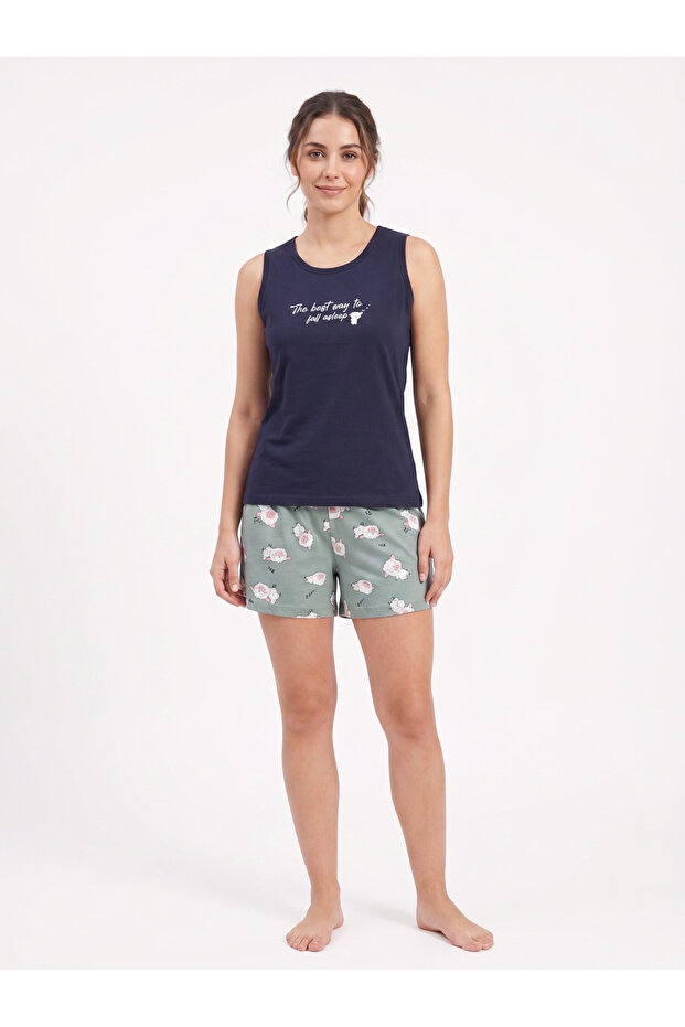 100% Combed Cotton Women's Japanese Style Sheep Pattern Shorts Set