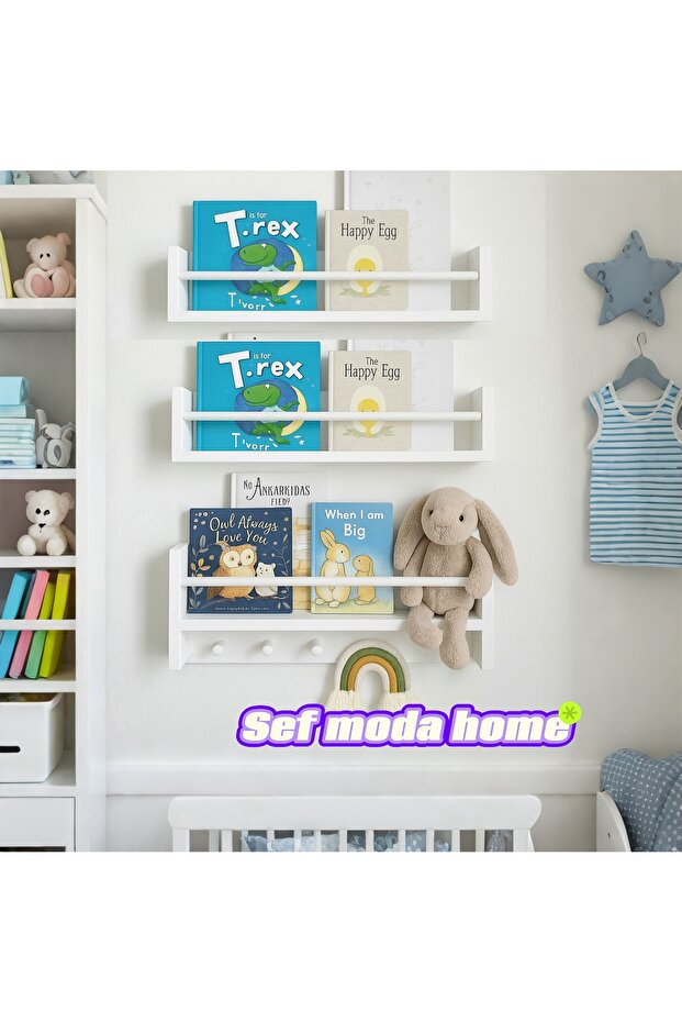 60 cm Mdf 3-Tier Montessori Shelf & Bookcase White