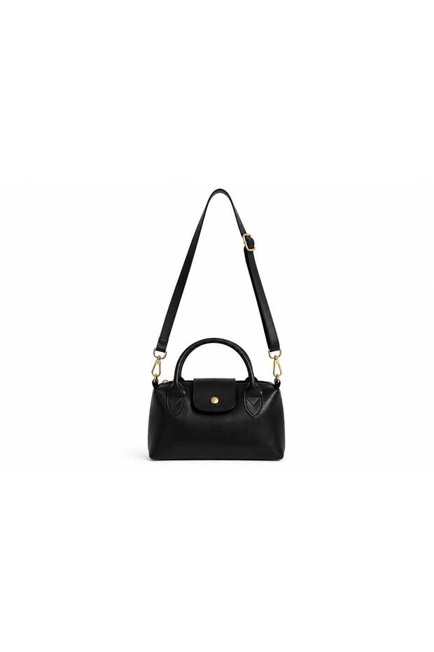Black Mini Leather Women's Crossbody Bag 24X15 cm