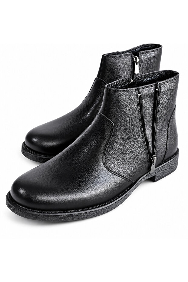 Men's Black Winter Fur-Lined Rubber Sole Stylish Casual Men's Comfortable Boots