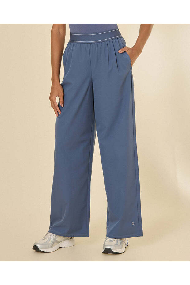 Women Blue Pleated Detail Active Pants