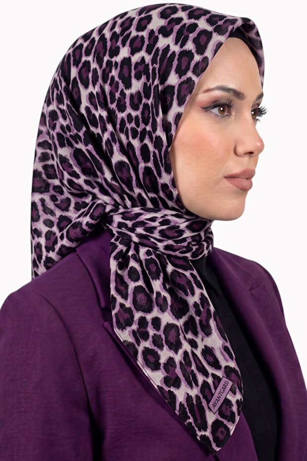 Women's Purple Leopard Patterned Cotton Stitched Writing Pad