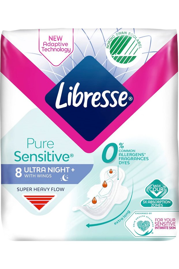 Pure Sensitive absorbante de noapte, 8 buc