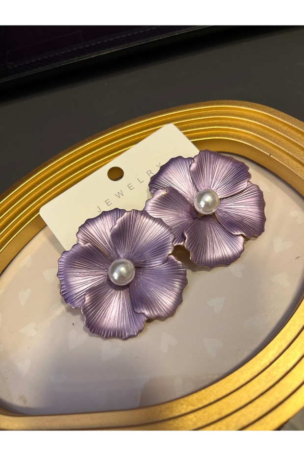 Purple flower earrings