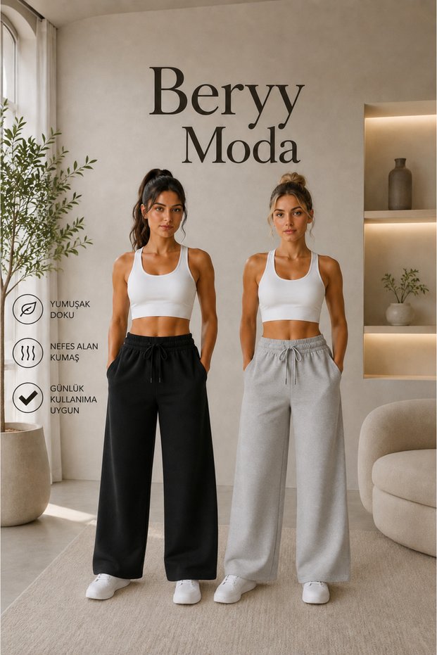 2 Pack Black Gray Navy Blue Women's Loose Fit Sweatpants