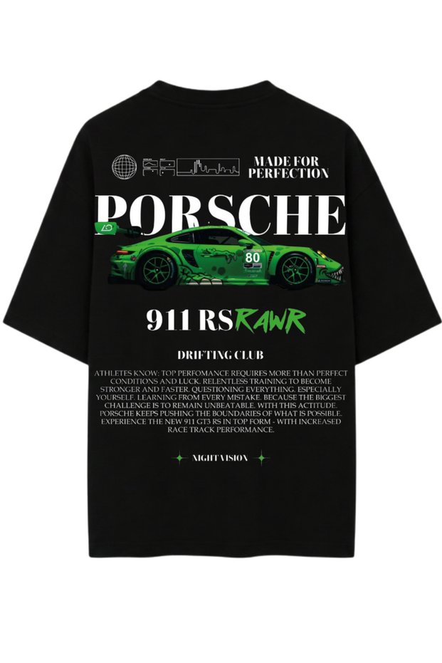 Car Drawing Printed Black Relaxed Fit Unisex T-Shirt
