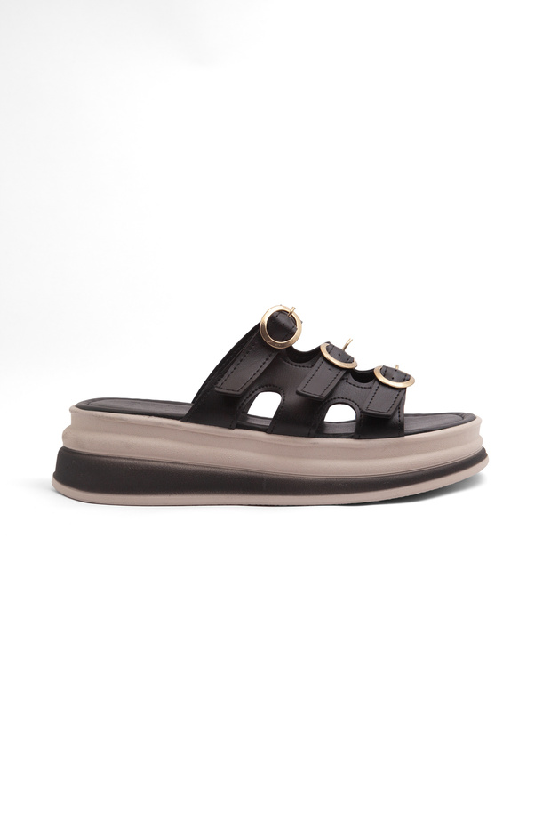 Smh 335 Gold Buckle Detailed High-Sole Slippers