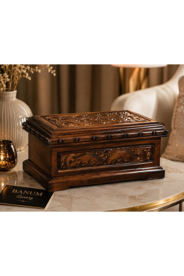 Special Göknur Ağacı Stylish Design Multi-Purpose Medium Size Jewelry Box with Key