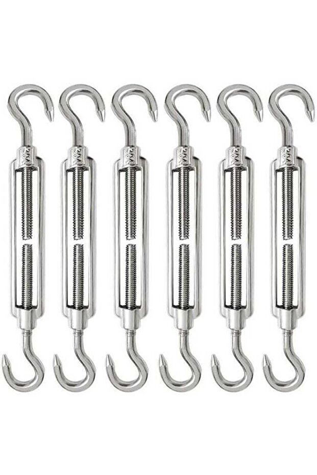 6-piece pack of M6 wire rope adjusting hooks, 304 stainless steel adjustable wire rope adjusting hooks and tensioning hooks, steel cable hooks.