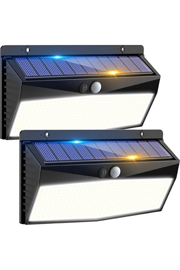 2-Pack 368LED 3-Position Outdoor Solar Spotlight, Waterproof Human Body Induction Cool White Light for Garden & Patio