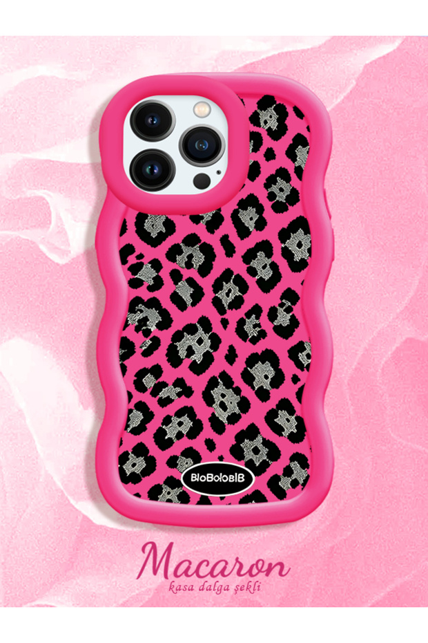 iPhone 13 Pro Max Compatible Wavy Frame Leopard Print High Quality Silicone Phone Case