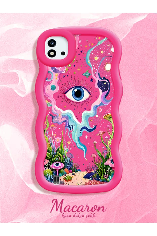 Realme C20/C20A Compatible Colorful Psychedelic Eye Mushroom Drawing Flat Print Case