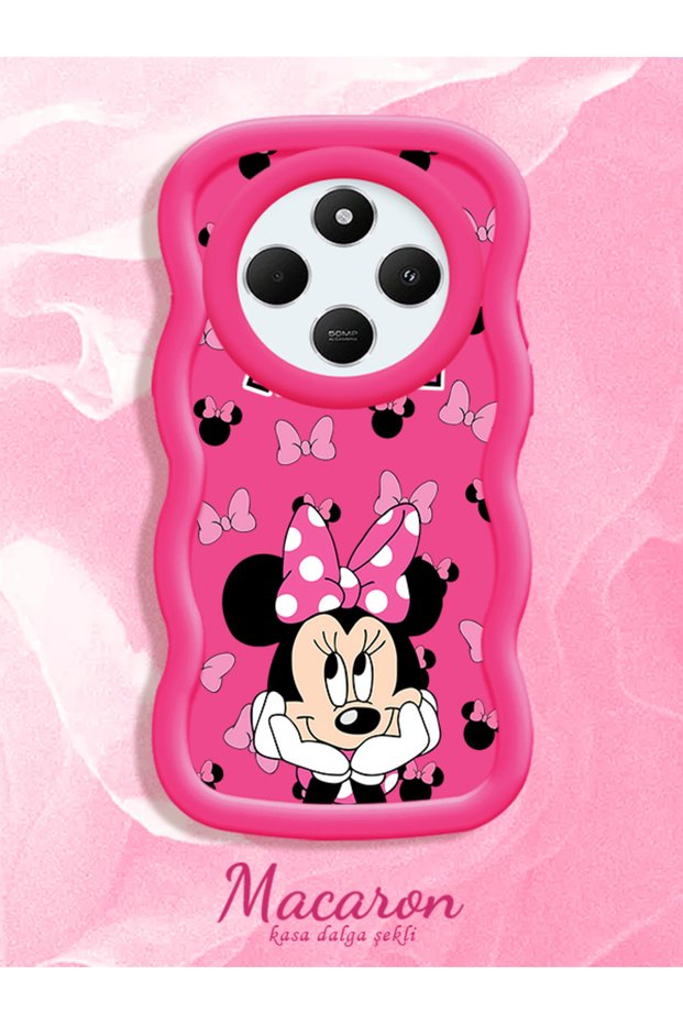 Redmi A4 Compatible Wavy Frame Mouse Cartoon Patterned Quality Silicone Phone Case