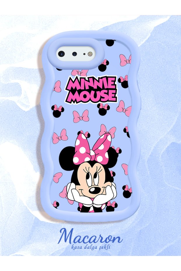 iPhone 7 Plus/8 Plus Compatible Wavy Frame Mouse Cartoon Patterned Quality Silicone Phone Case