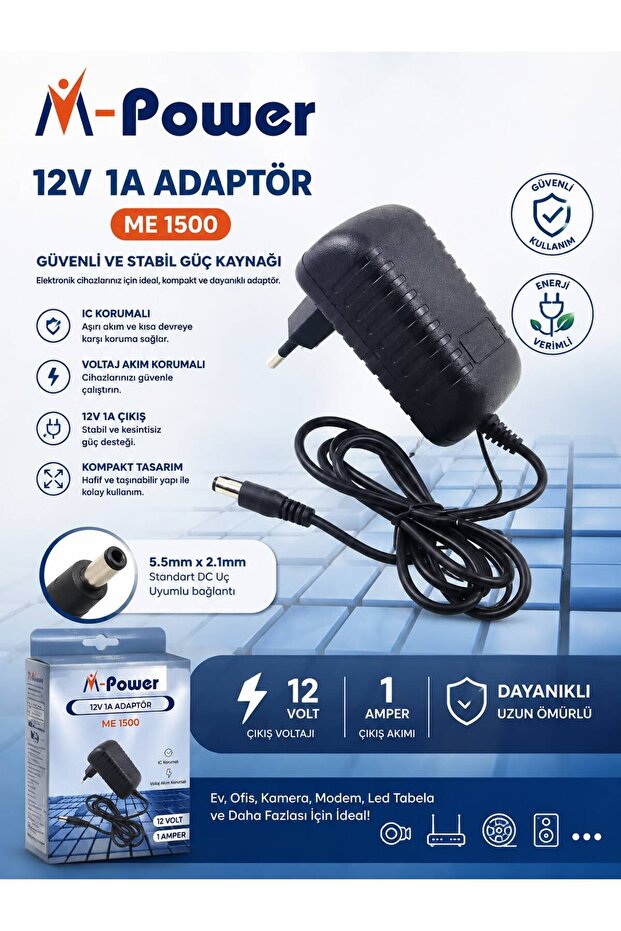 12V 1A Adaptör