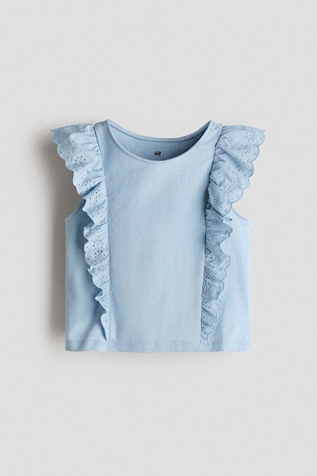 Frill-trimmed cotton top