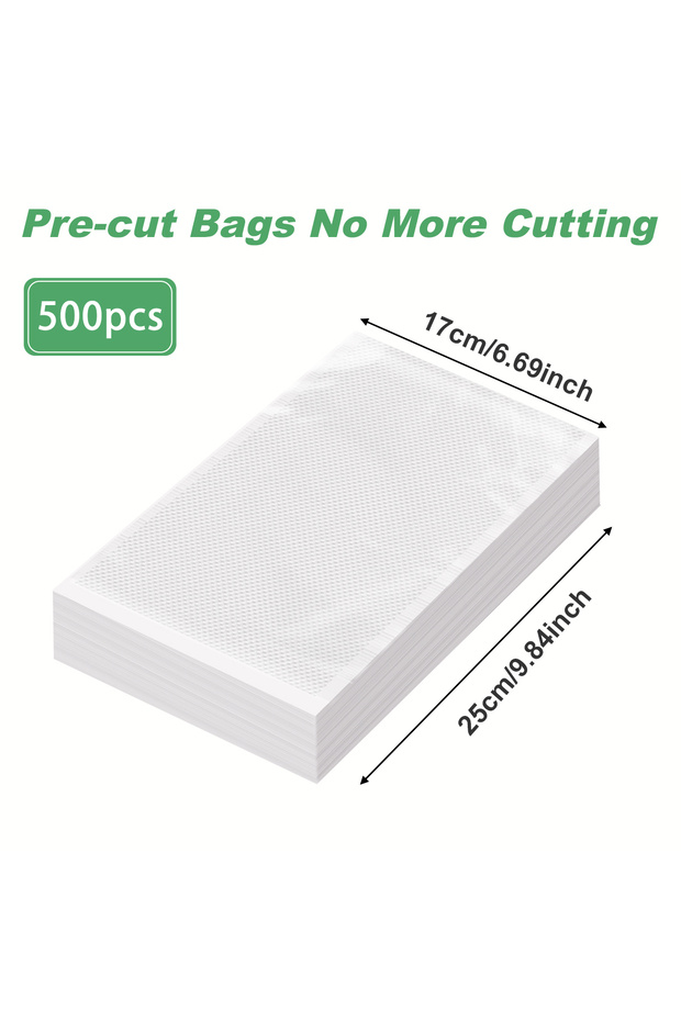 500pcs 17x25cm Vacuum Sealer Bags, Food Storage Pouches, Freshness Preservation for Kitchen, Compati