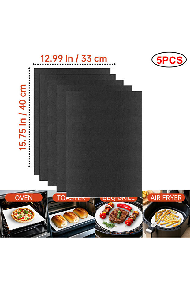 33X40cm-5pcs BBQ Mats Oven Bottom Liners Reusable Non-stick Baking Mats Outdoor Party Protective Mat