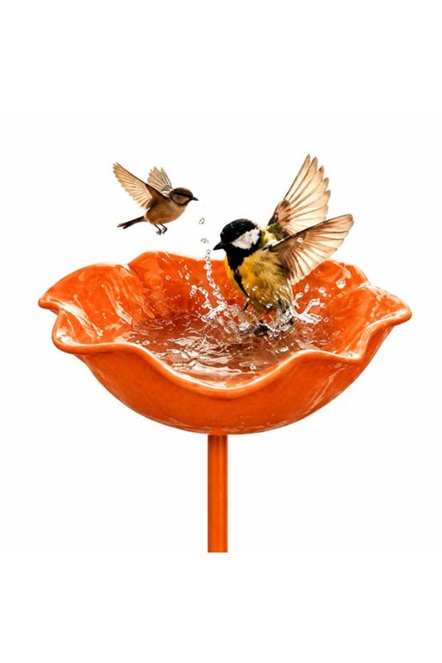 Bird Water Bottle - 14*14*65 cm - High-quality alloy material - Elegant floral design - Garden decoration - Pet supplies - Orange