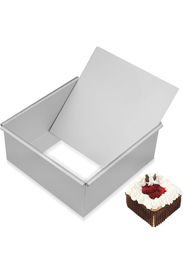 An 8 - inch square cake pan with a non - stick coating, anodized aluminum, and a removable bottom, for cakes, brownies, and gratins - ideal for...