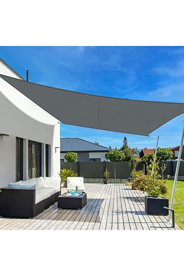 3m x 3m rectangular sunshade sail, waterproof, PES material, gray, 95% UV protection, suitable for patios and gardens.