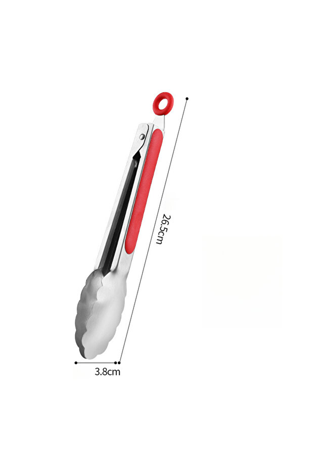 2-Pack Stainless Steel Non-Slip Food & BBQ Tongs with Hanging Loop (9-inch).