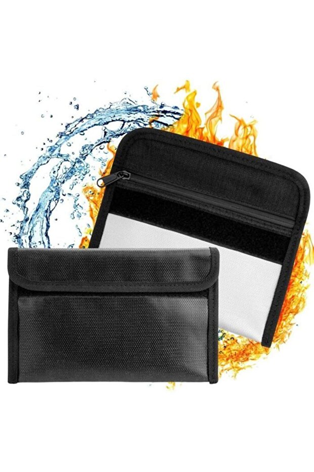 Two-piece zippered fireproof document bag set, fireproof design, suitable for storing documents and cash.