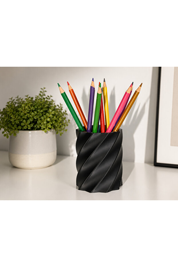 Modern Spiral Design Plastic Pen Holder – Desktop Pen and Office Organizer