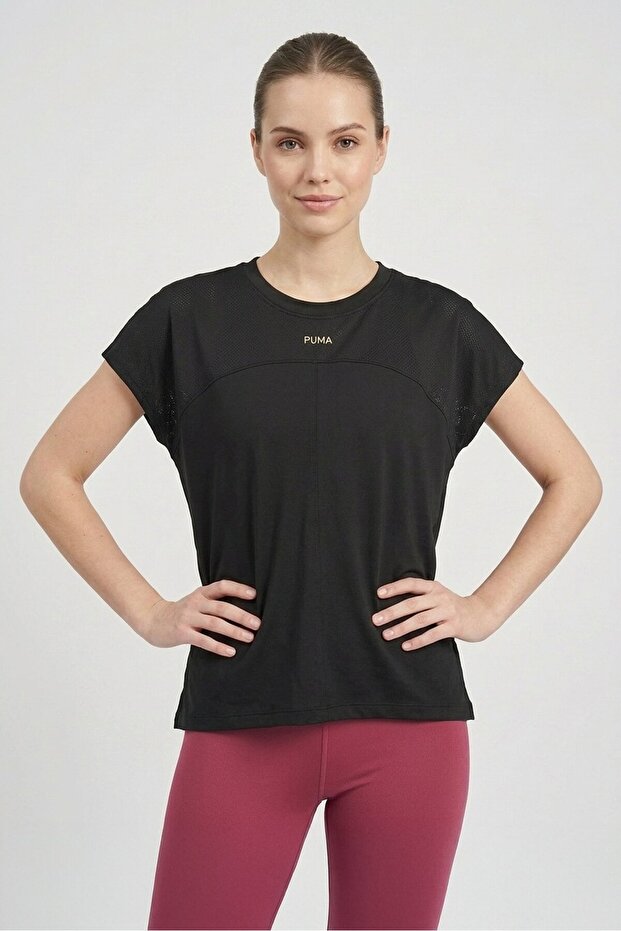 Women Sportswear Fit Short Sleeve Training T-Shirt, Black