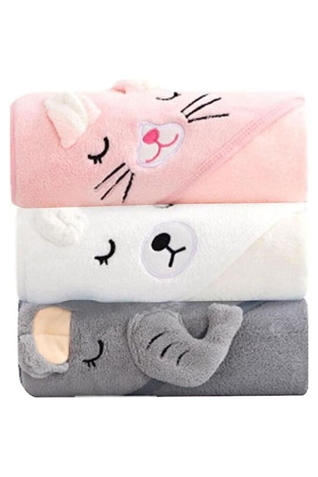 Three-piece baby hooded bathrobe set - baby hooded bath towel, newborn gift, baby bath towel, baby bath shawl