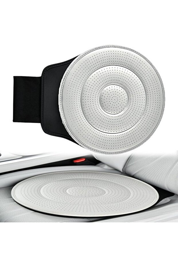 360° rotatable seat cushion with non-slip base for car and office chair, mobility aid, portable, 360° rotatable, white
