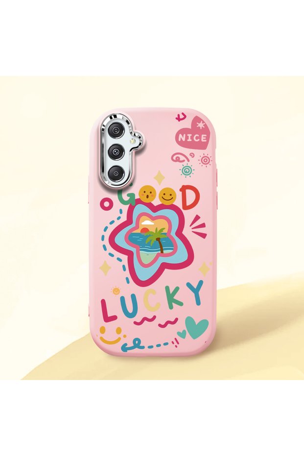 Samsung Galaxy M34 Compatible Case Camera Protector Pink Silicone Couple Phone Case Heart Pattern