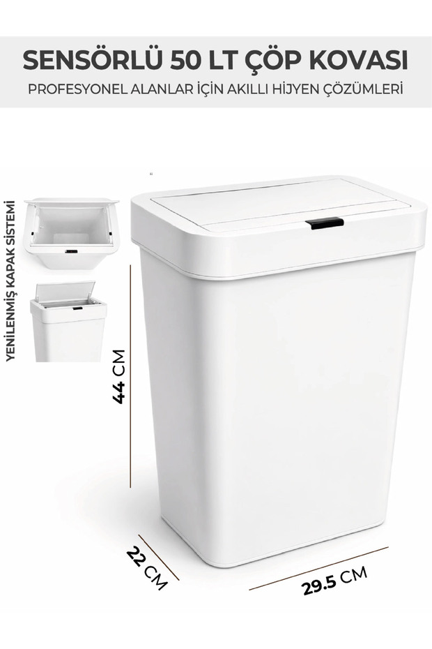 Slim Sensörlü Çöp Kovası 50 Litre