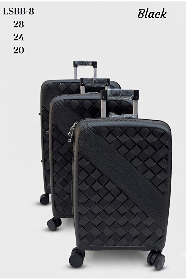 3-Piece Hardside Lightweight PP Luggage Set with 360° Spinner Wheels