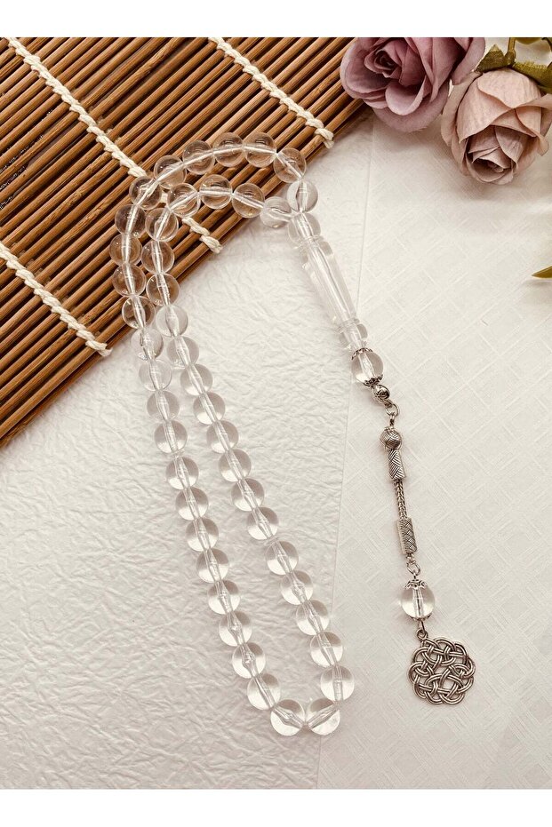 10mm 45-bead moon glass transparent acrylic prayer beads, handcrafted by Muslims
