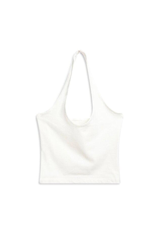 Halter Neck Crop White Tank Top